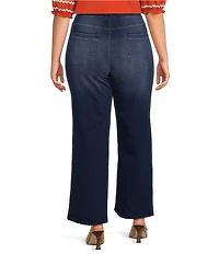 Calessa Plus Size Demin Wide Leg Pull-On Pants