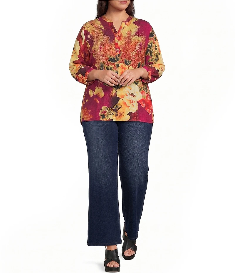 Calessa Plus Size Demin Wide Leg Pull-On Pants