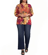 Calessa Plus Size Demin Wide Leg Pull-On Pants