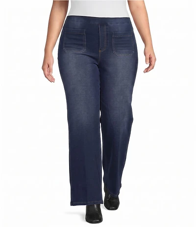 Calessa Plus Size Denim Wide Leg Ankle Pants
