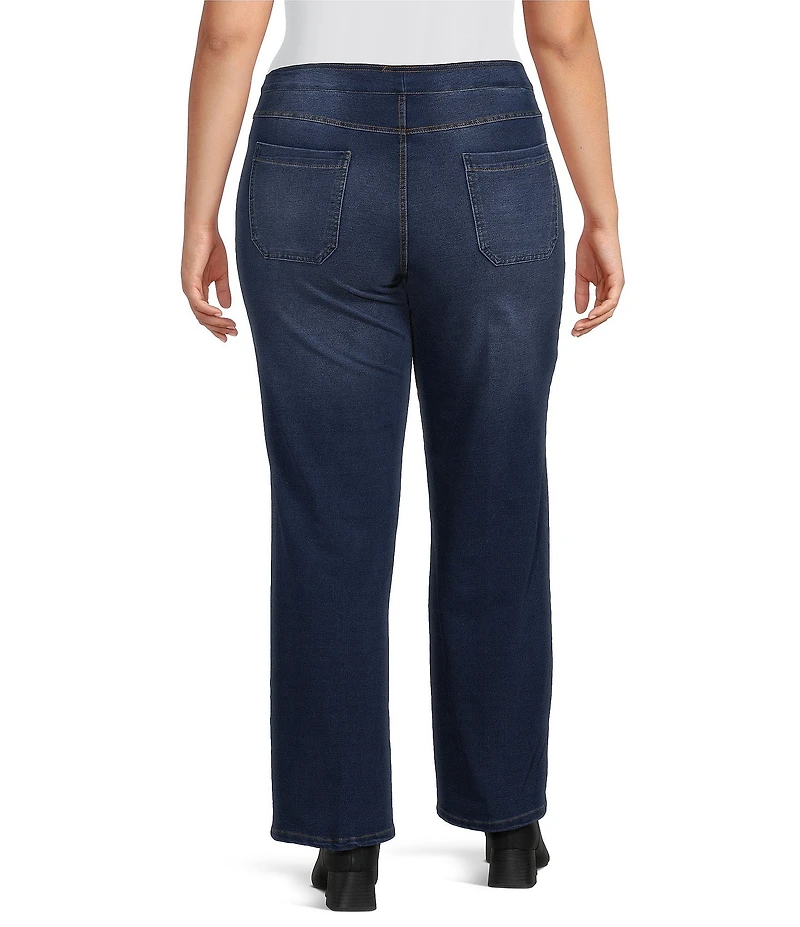 Calessa Plus Size Denim Wide Leg Ankle Pants