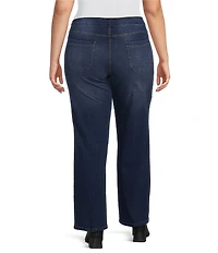 Calessa Plus Size Denim Wide Leg Ankle Pants