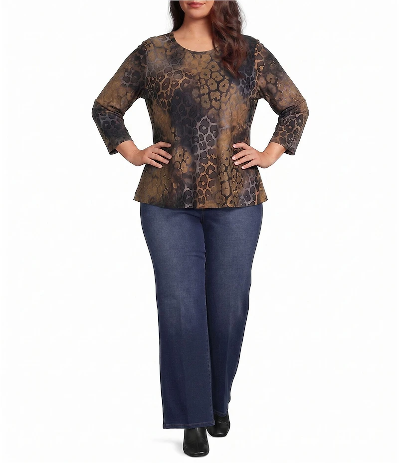Calessa Plus Size Denim Wide Leg Ankle Pants