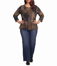 Calessa Plus Size Denim Wide Leg Ankle Pants