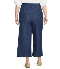 Calessa Plus Size Denim Wide Leg Cropped Pull-On Pant