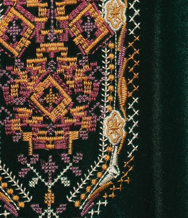 Calessa Plus Size Embroidered Burnout Tie-Dye Knit V-Neck 3/4 Sleeve Tunic