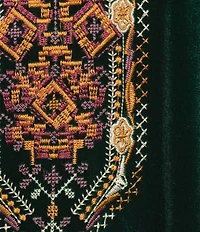 Calessa Plus Size Embroidered Burnout Tie-Dye Knit V-Neck 3/4 Sleeve Tunic