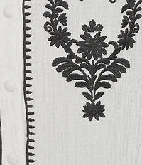 Calessa Plus Size Embroidered Ruffle Split V-Neck 3/4 Sleeve Button Front Tunic