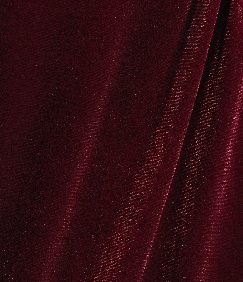 Calessa Plus Size Embroidered Ruffle Split V-Neck Long Sleeve Button-Front Velvet Tunic