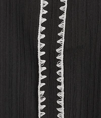 Calessa Plus Size Embroidered Short Sleeve Ruffle Split V-Neck Tunic