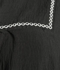 Calessa Plus Size Embroidered Split V-Neck Ruffle Cap Sleeve Tunic