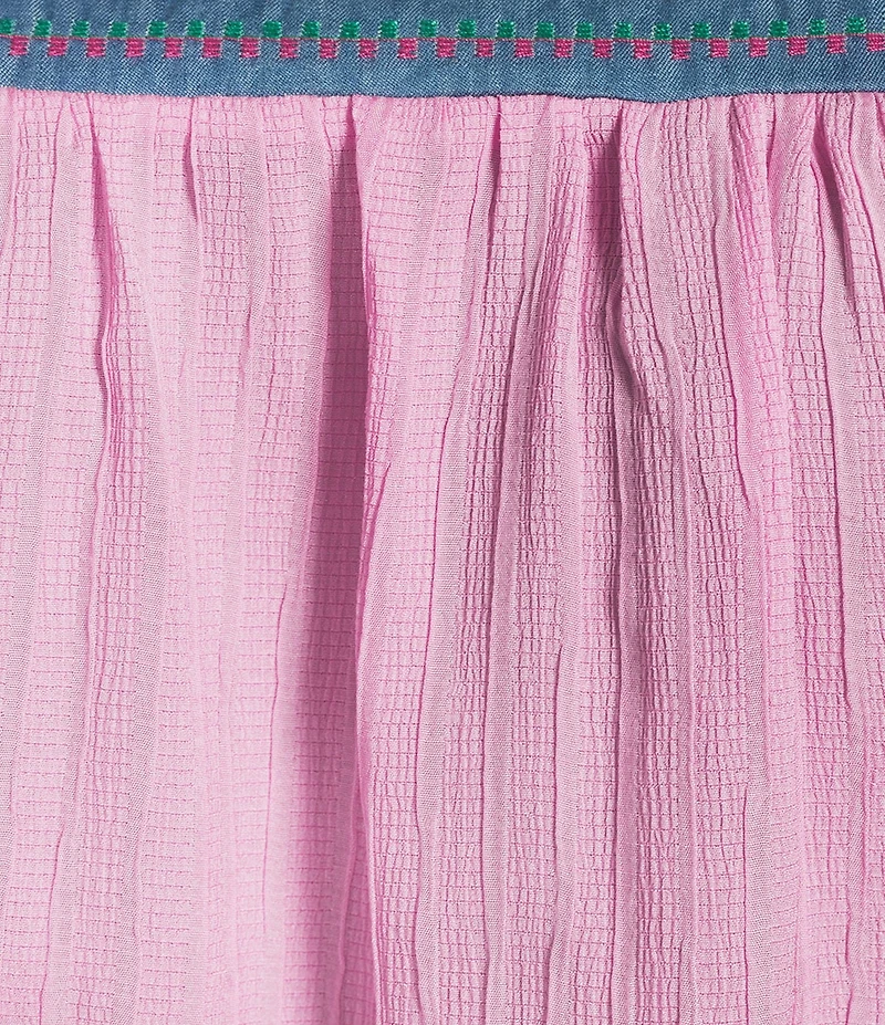 Calessa Plus Size Embroidered Square Neck Short Sleeve Tunic