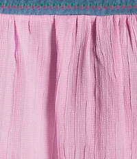 Calessa Plus Size Embroidered Square Neck Short Sleeve Tunic