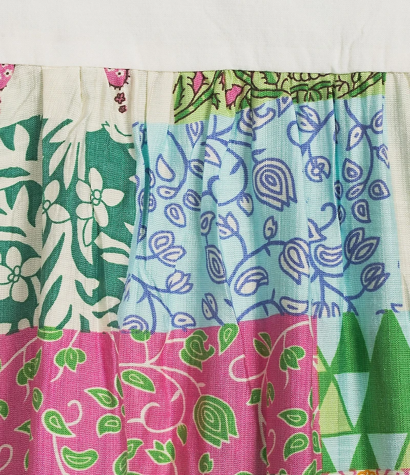 Calessa Plus Size Embroidered V-Neck Ruffle Cap Sleeve Tunic