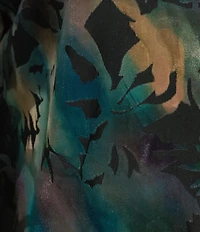 Calessa Plus Size Floral Burnout Velvet Knit Split V-Neck Bracelet Sleeve Button Front Tunic