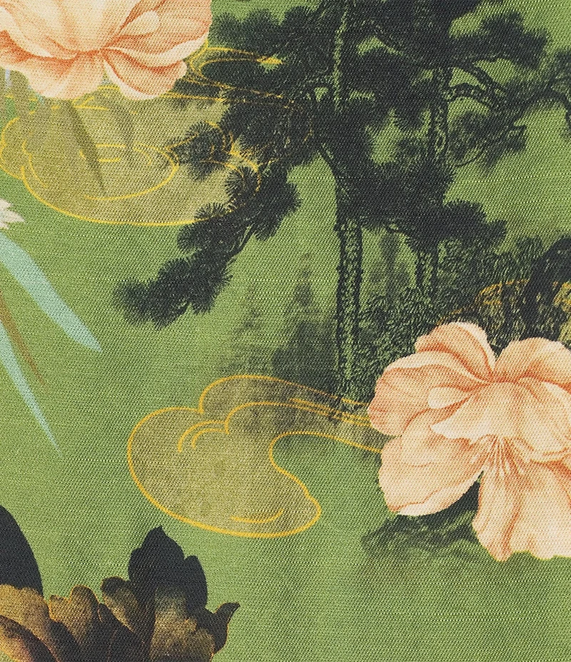 Calessa Plus Size Floral Split V-Neck 3/4 Sleeve Button Front Tunic