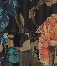 Calessa Plus Size Knit Floral V-Neck 3/4 Sleeve Maxi Dress