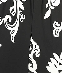 Calessa Plus Size Knit Jersey Mosaic Border Print High Rise Wide Leg Pants