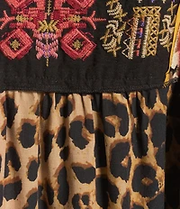 Calessa Plus Size Knit Mixed Media Patchwork V-Neck 3/4 Sleeve Tunic