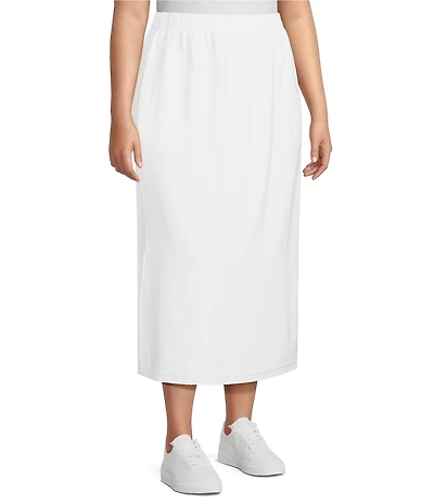 Calessa Plus Size Knit Modal Shift Midi Skirt