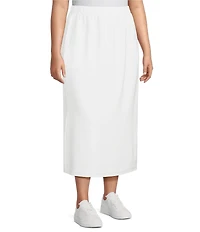Calessa Plus Size Knit Modal Shift Midi Skirt