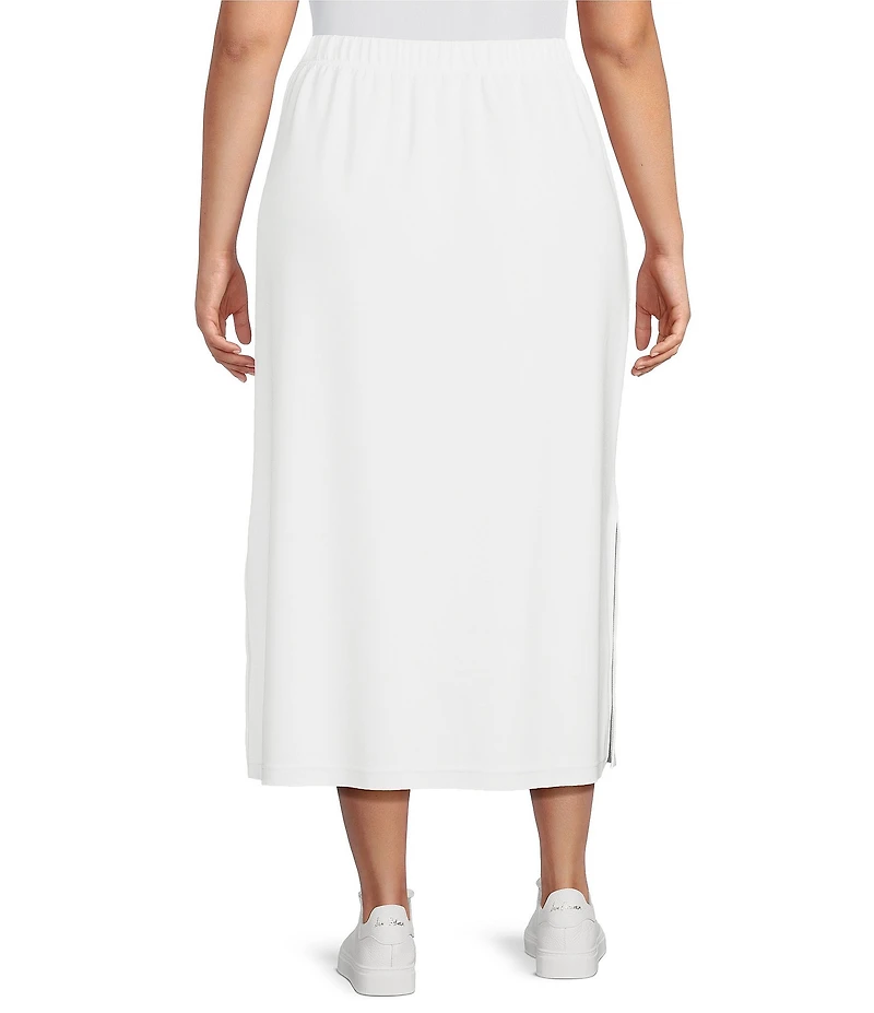 Calessa Plus Size Knit Modal Shift Midi Skirt