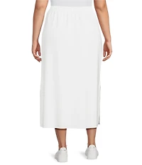 Calessa Plus Size Knit Modal Shift Midi Skirt