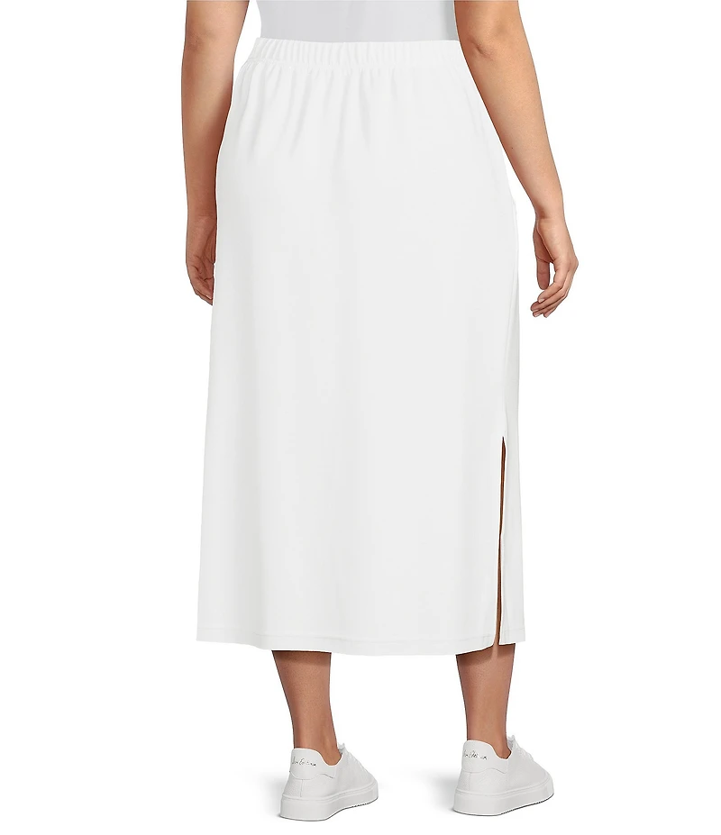Calessa Plus Size Knit Modal Shift Midi Skirt