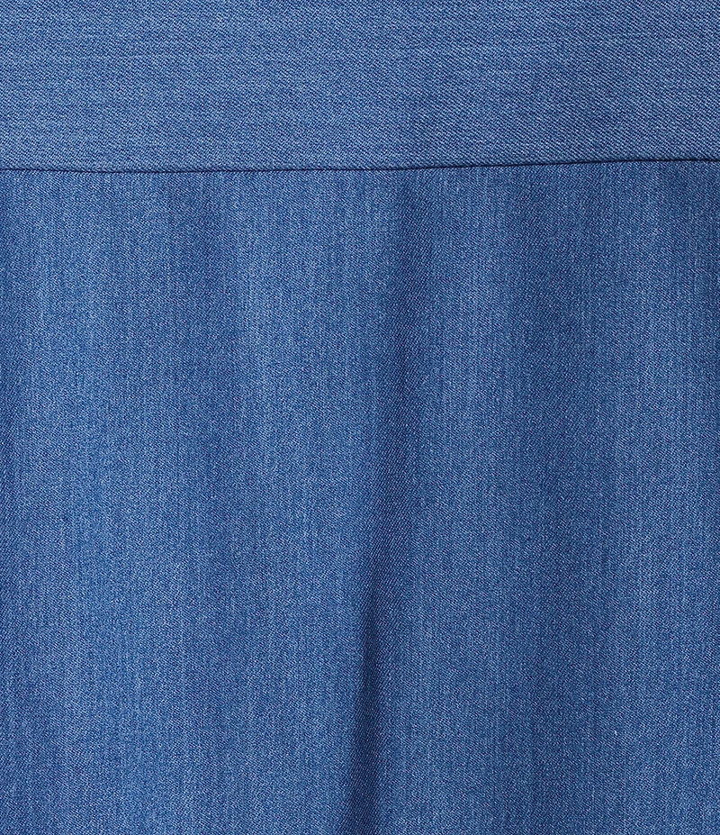 Calessa Plus Size Knit Split V-Neck Beaded Short Balloon Sleeve A-Line Belted Dress