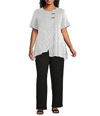Calessa Plus Size Knit Straight Leg Pull-On Pants