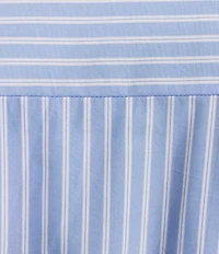 Calessa Plus Size Knit Stripe Split V-Neck Beaded Short Balloon Sleeve A-Line Belted Dress