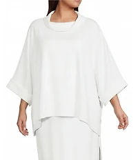 Calessa Plus Size Modal Knit Cowl Neck Elbow Length Sleeve Tunic