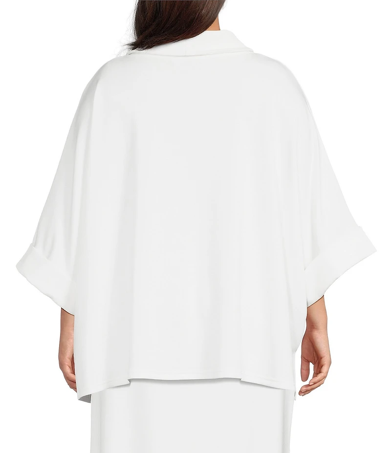 Calessa Plus Size Modal Knit Cowl Neck Elbow Length Sleeve Tunic