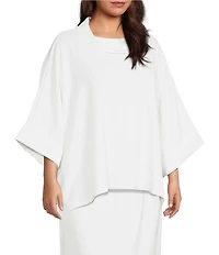 Calessa Plus Size Modal Knit Cowl Neck Elbow Length Sleeve Tunic