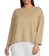 Calessa Plus Size Modal Knit Crew Neck Long Sleeve Top