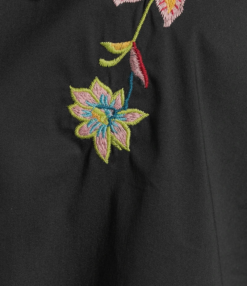 Calessa Plus Size Patchwork Embroidered Split V-Neck 3/4 Sleeve Tunic
