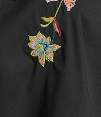 Calessa Plus Size Patchwork Embroidered Split V-Neck 3/4 Sleeve Tunic