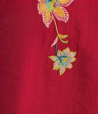 Calessa Plus Size Patchwork Embroidered Split V-Neck 3/4 Sleeve Tunic