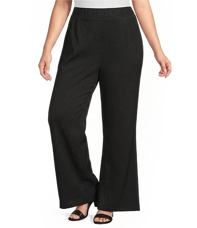 Calessa Plus Size Ponte Knit Wide Leg Crop Pants