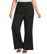 Calessa Plus Size Ponte Knit Wide Leg Crop Pants