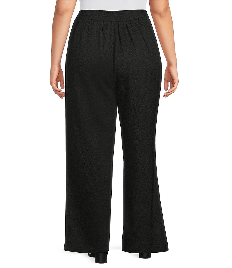 Calessa Plus Size Ponte Knit Wide Leg Crop Pants