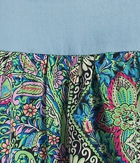 Calessa Plus Size Printed Embroidered Square Neck Short Sleeve Tunic