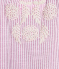 Calessa Plus Size Split V-Neck Embroidered 3/4 Balloon Sleeve Tunic
