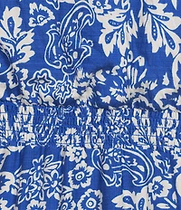 Calessa Plus Size Spring Blues Round Neck Elbow Length Sleeve Tiered Midi Dress