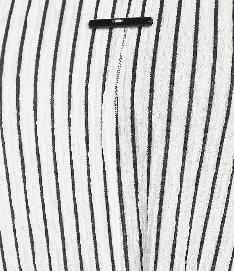 Calessa Plus Size Textured Knit Asymmetric Hem Striped Tunic