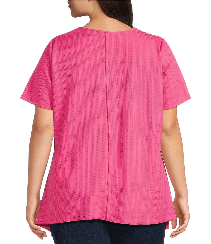 Calessa Plus Size Textured Knit Asymmetric Hem Tunic