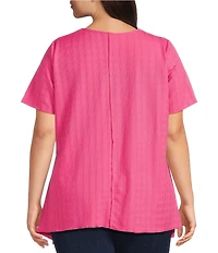 Calessa Plus Size Textured Knit Asymmetric Hem Tunic