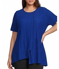 Calessa Plus Size Textured Knit Asymmetric Hem Tunic