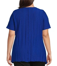 Calessa Plus Size Textured Knit Asymmetric Hem Tunic