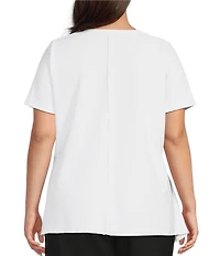 Calessa Plus Size Textured Knit Asymmetric Hem Tunic